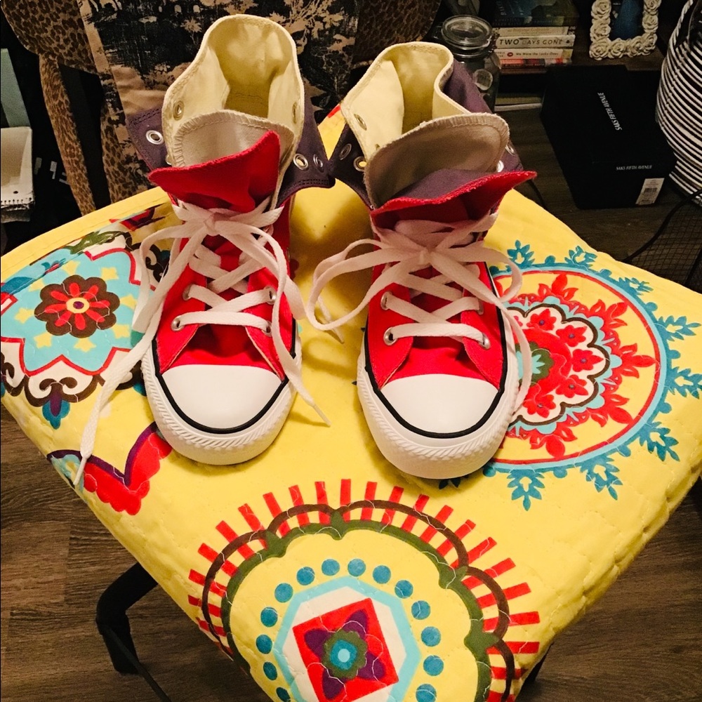 New Raspberry Converse High Top Fold Down Sneakers
